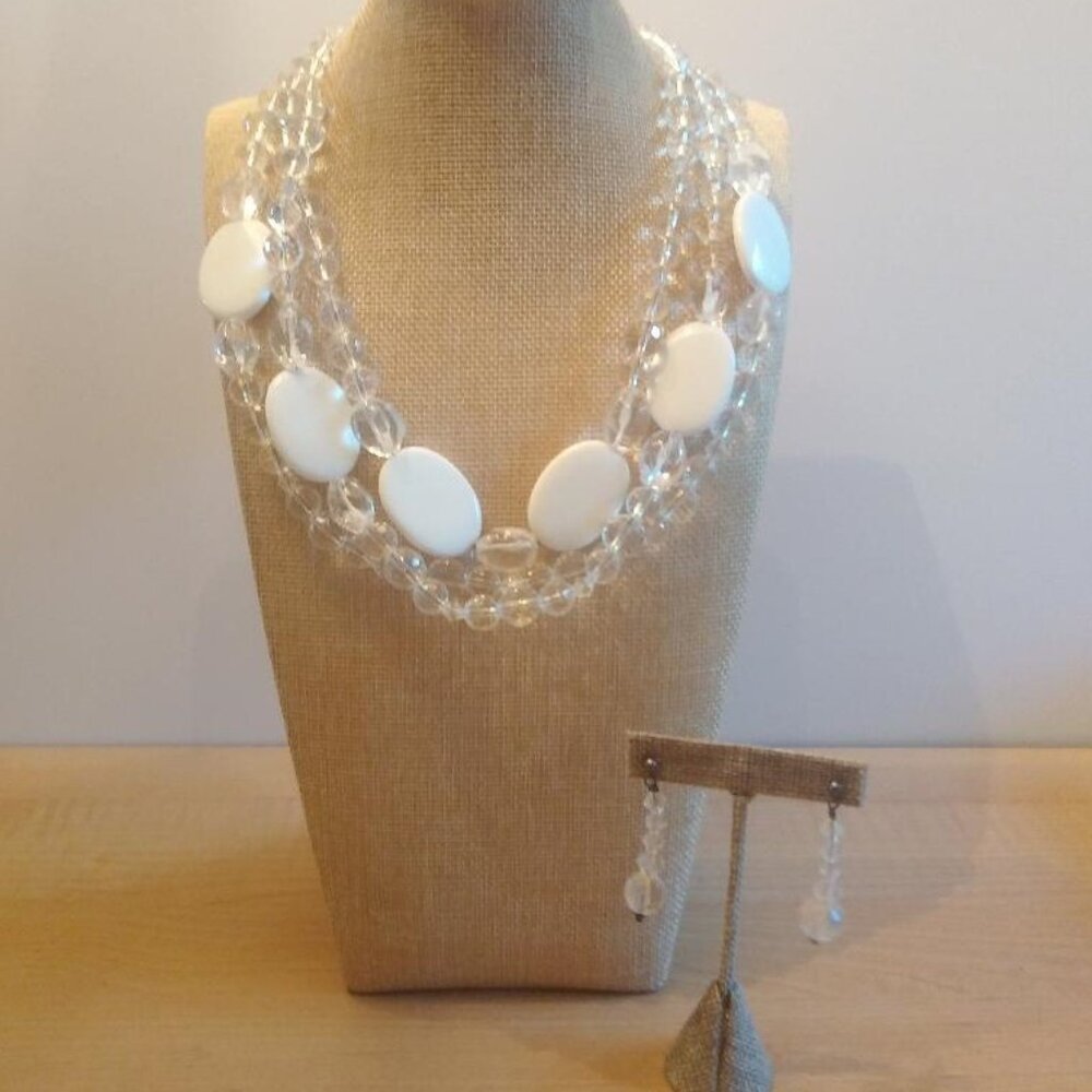 Vintage Multi Sterling, Gemstones & Glass Necklace with Matching Earrings